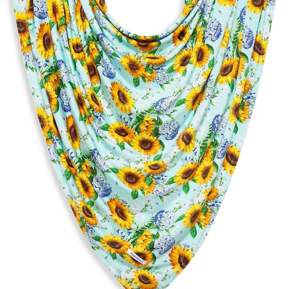 NIB Posh Peanut Sunflower Swaddle and Headwrap Set